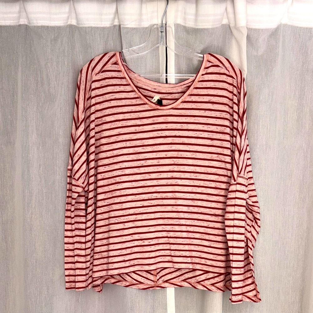 We The Free Red Striped Long Sleeve Shirt